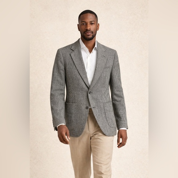 Samuelsohn Other - Samuelsohn Grey Herringbone Wool Blazer Sport Coat Size 40R Classic Tailored